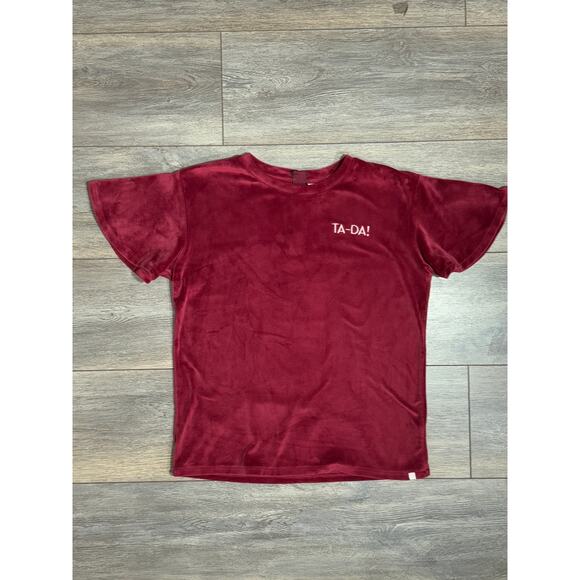 Sovereign Code LA Juniors Women Small Velour Wine TA-DA! Embroidered Top Retro - Picture 3 of 8